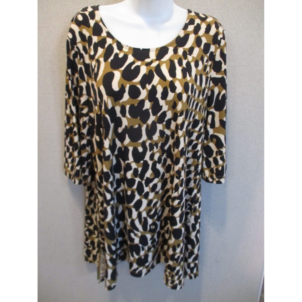 LEOTA Womens Leopard Print Tunic Shirt Size Large